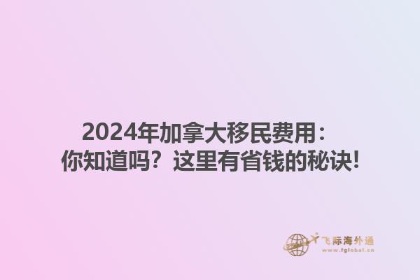 2024年加拿大移民費(fèi)用：你知道嗎？這里有省錢(qián)的秘訣!